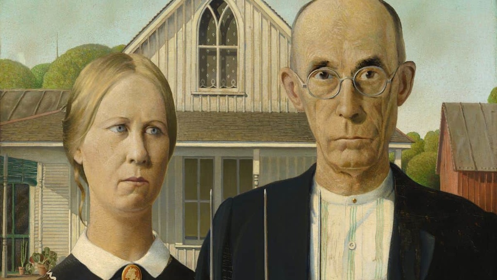 Detail of American Gothic by Grant Wood