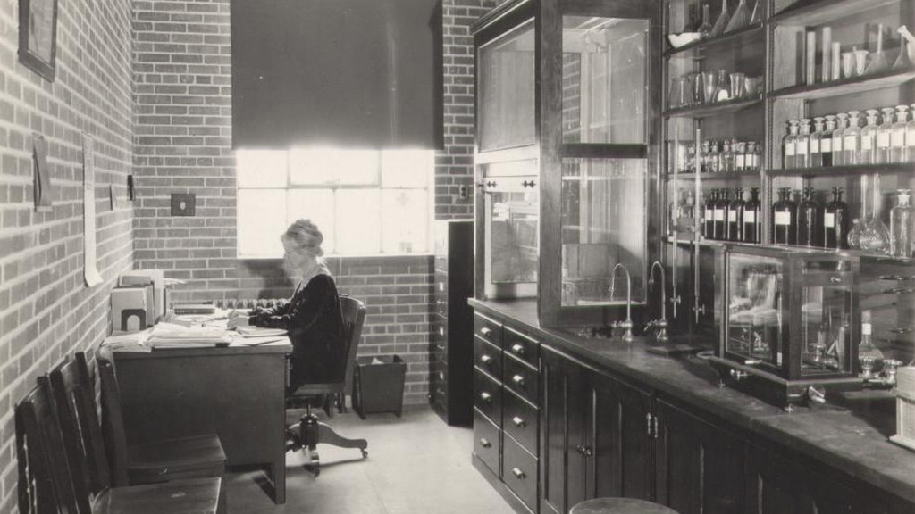 Zada Mary Cooper at work in a pharmacy lab